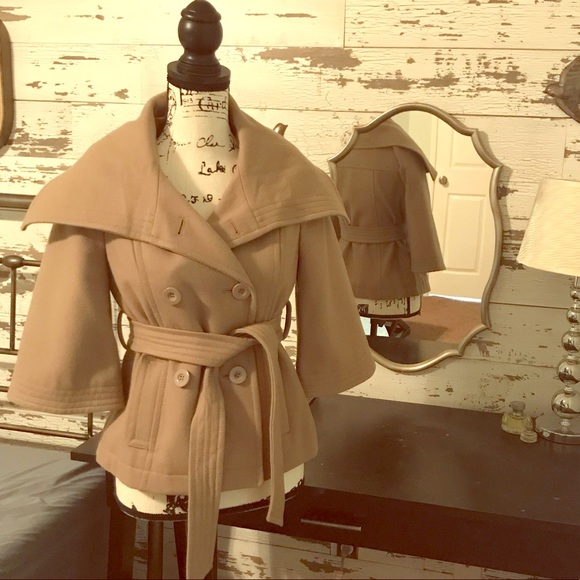 Old Navy Jackets & Blazers - Old navy double breasted belted Wool coat tan XS